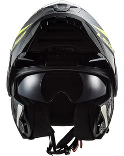Casco Modular Moto Negro Amarillo LS2 FF902 Scope II Skid