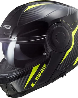 Casco Modular Moto Negro Amarillo LS2 FF902 Scope II Skid