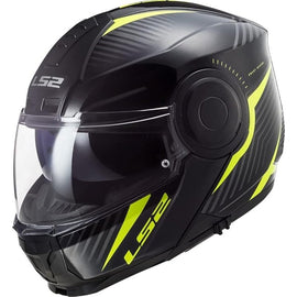 Casco Modular Moto Negro Amarillo LS2 FF902 Scope II Skid