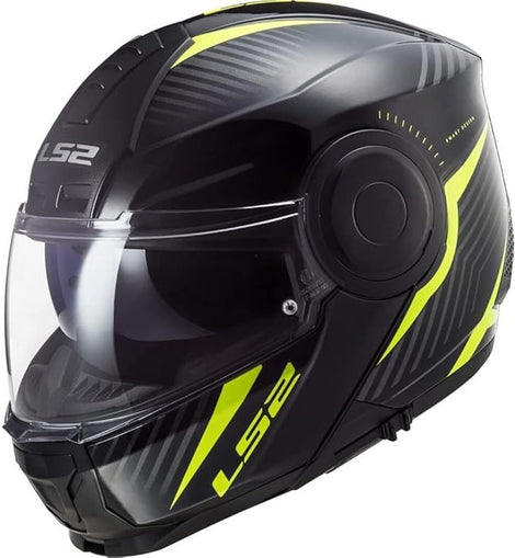Casco Modular Moto Negro Amarillo LS2 FF902 Scope II Skid