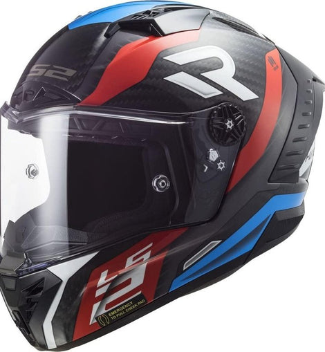 Casco Integral Moto Rojo/Azul LS2 Thunder Carbon Supra FF805