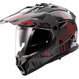 Casco de Motocross Matt Black Red LS2 MX702 Pioneer II Crazy