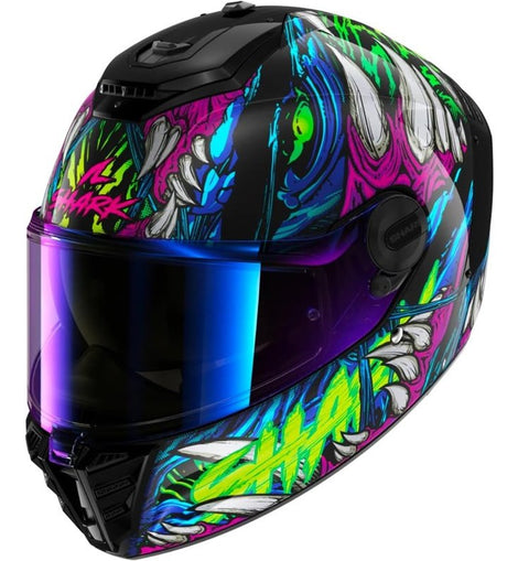 Casco Integral de Moto Negro Verde Violeta Shark Spartan RS Shaytan