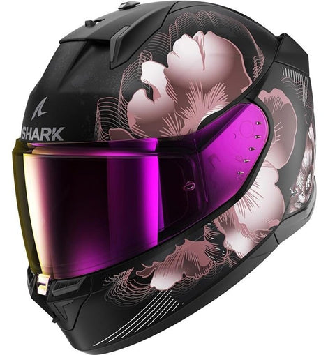 Casco Integral Moto Negro Rosa Shark D-Skwal 3 Mayfer