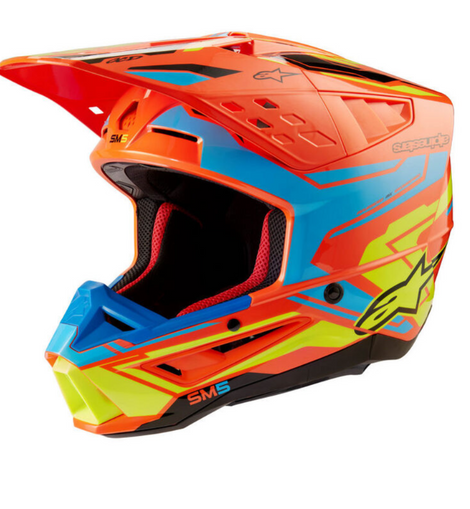 Casco de Motocross Azul/Naranja Alpinestars S-M5 Action